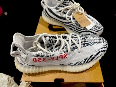 adidas Yeezy Boost 350 V2 Zebra CP9654 White Black Red Primeknit Low Top - Size9