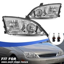 With Bulbs For Ford Focus 2005-2007 Halogen Chrome Headlight Assembly Leftright With Bulbs For Ford Focus 2005-2007 Halogen Chrome Headlight Assembly Leftright