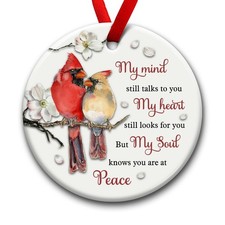 Cardinal Memorial Ornament, Christmas Ceramic Ornaments,