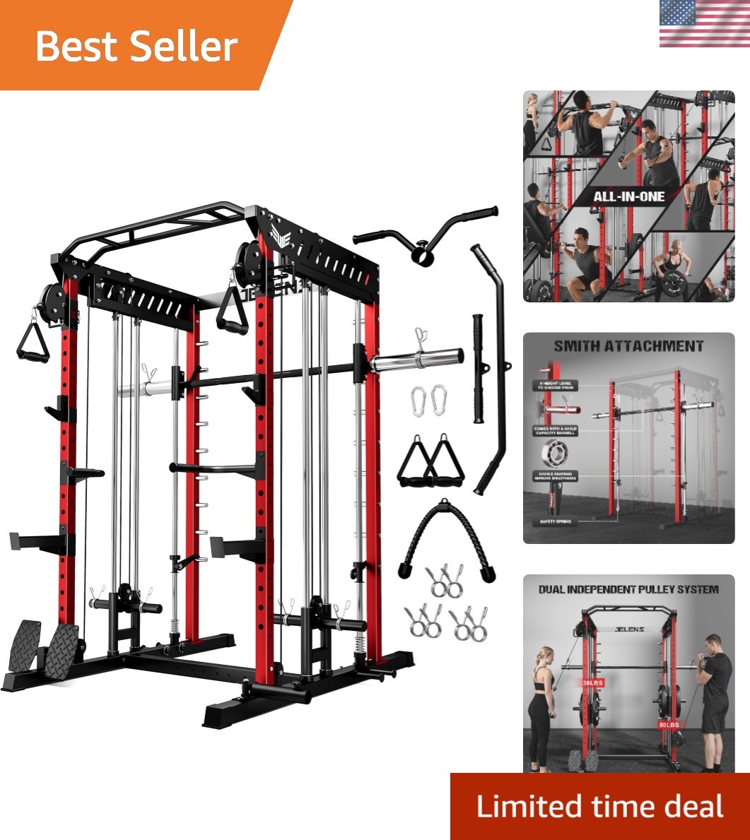 M21 Smith Machine, Multi-Function Power Cage with Dual Pulley Cable Crossover...