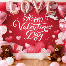 7 x 5 FT Valentine  s Day Backdrop   Large  Happy Valentine  s Day  Heart Ballo...