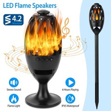 LED Flame Speaker Torch Atmosphere Outdoor Wireless Stereo Flickers Speakers US