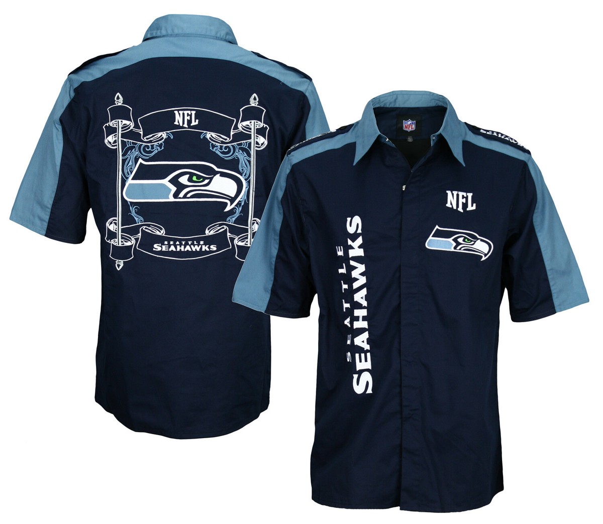 Seattle Seahawks NFL Embroidered Men's Button Down Shirt, Navy | eBay