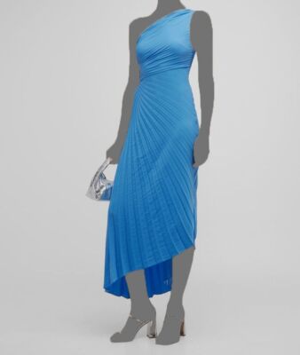 delfina asymmetrical pleated dress A.L.C. Delfina Pleated Long Asymmetric One-Shoulder Dress