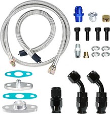 Universal Turbo Oil Line Feed Kit W Return Drain Flange T3 T4 T04e Oil Pan Plug Universal Turbo Oil Line Feed Kit W Return Drain Flange T3 T4 T04e Oil Pan Plug