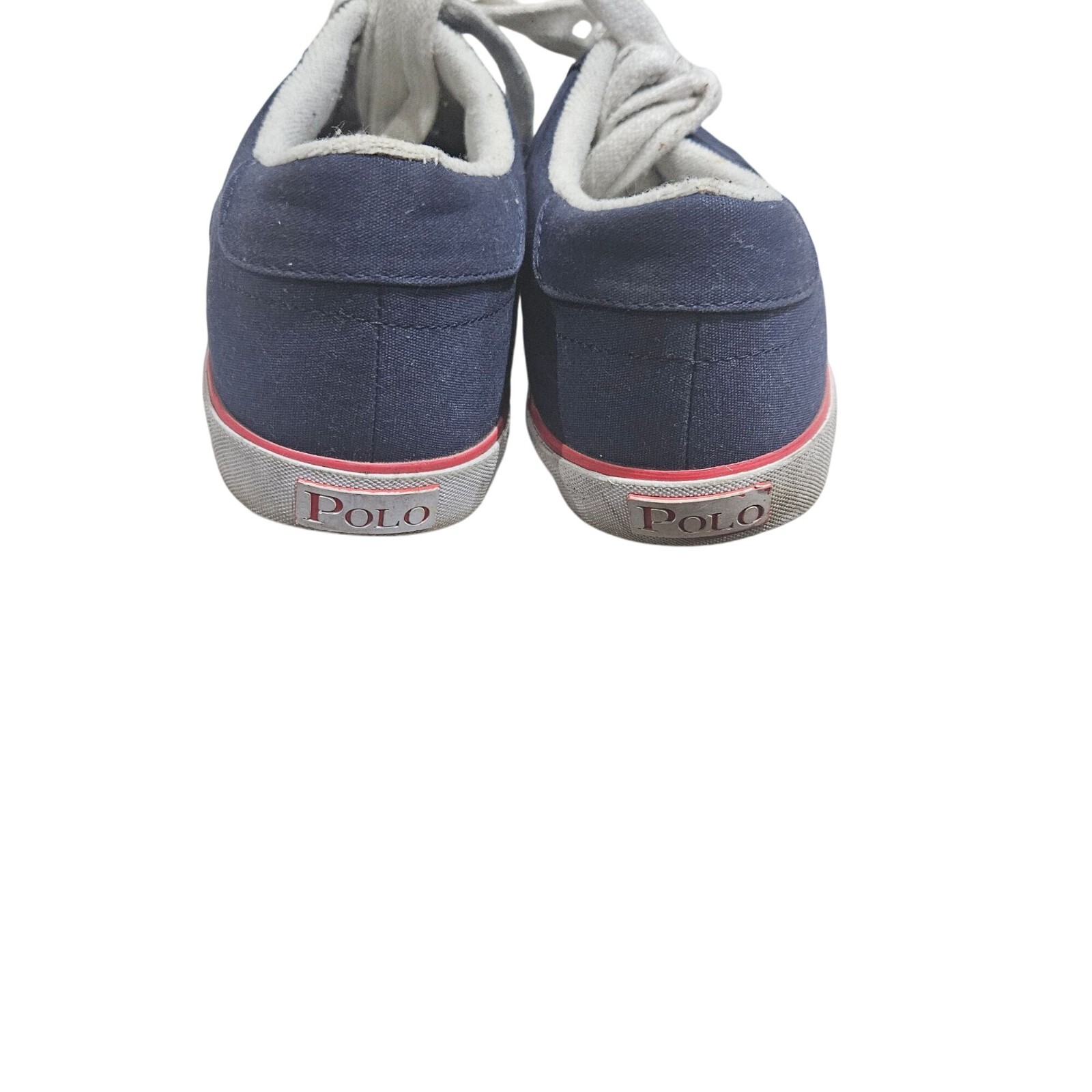 Polo Ralph Lauren Navy Blue Canvas Sneakers With Red Accents & White Laces Size thumbnail 2
