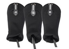 NEW THICK NEOPRENE BLACK HYBRID HEAD COVERS 4 5 6 COMPLETE GOLF CLUB FULL SET NR