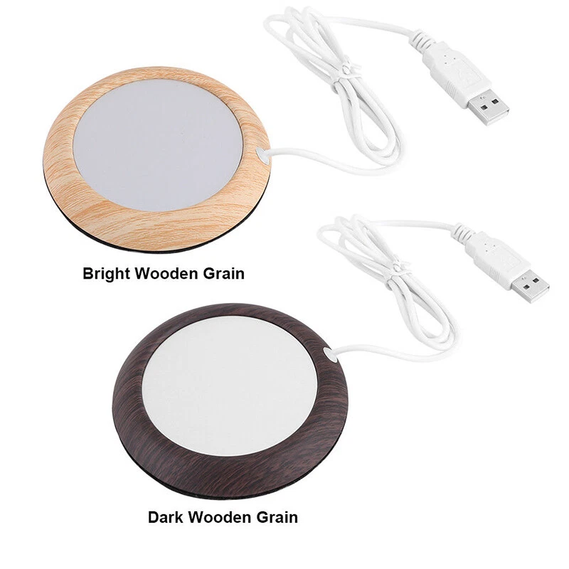 Wood Grain Cup Warmer Heat Beverage Mat Pad Drink Coffee USB Portable Heater - Image 2 of 4