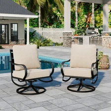 2PCS Outdoor Patio Chair Metal Swivel Chairs Dining Chair Outdoor Furniture