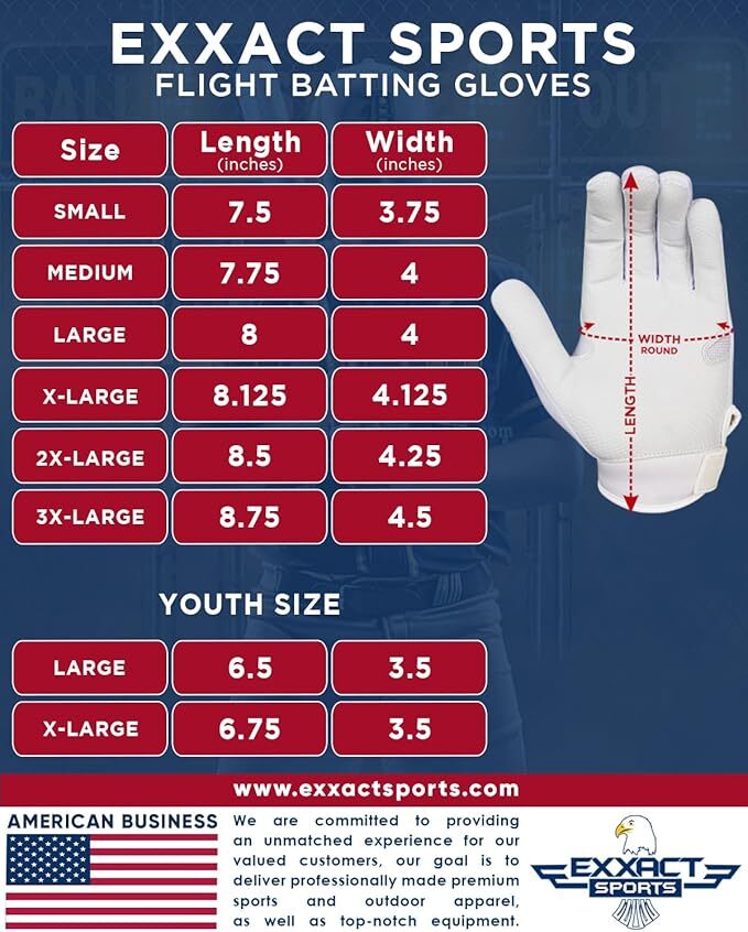 Exxact Sports Flight Baseball Batting Gloves with Textured Leather Palm