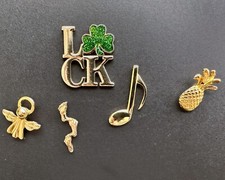 Green Clover Lapel pin, footsteps, pineapple, music Hat Brooch Pin Set of 5