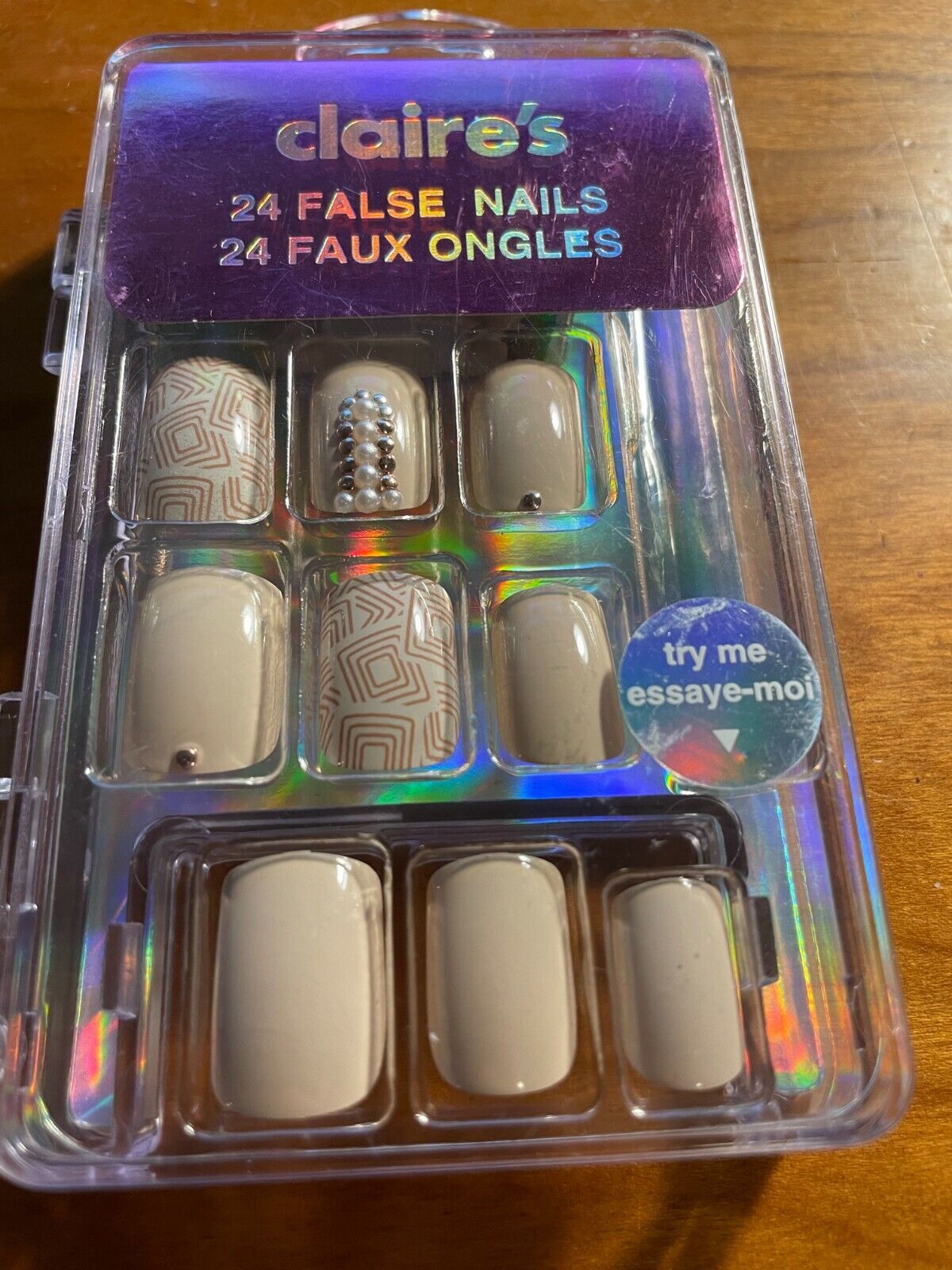 New Claire's 24 False Nails Flowers with Nail Glue