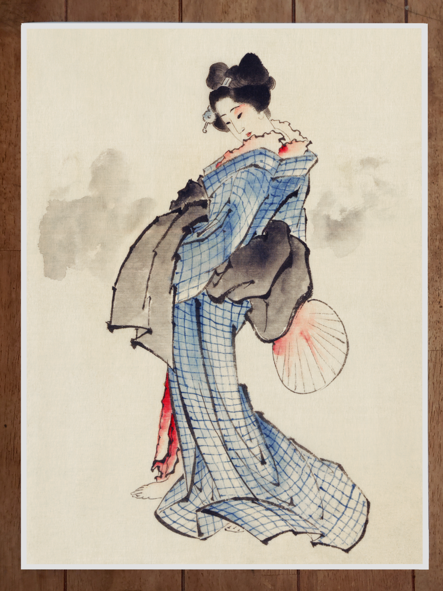 Woman, Full-Length Portrait, Standing, Facing Left Hokusai Poster