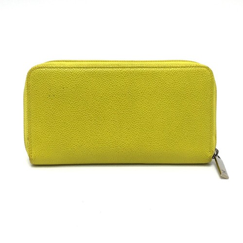 CHANEL Zip Around Long Wallet (with Coin Compartment) Caviar Leather Yellow - Picture 2 of 11