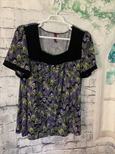 Gitano Women's Blouse  Shirt Top Size 26/28W  Stretch Multicolor Short Sleeves