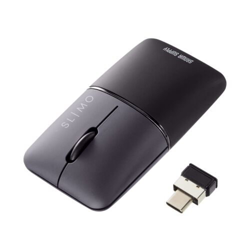 Sanwa Supply Quiet Wireless Blue LED Mouse SLIMO (Rechargeable Type-C Black) MA- - 第 1/9 張圖片