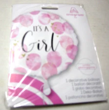 It's A Girl Balloon By Anagram, 28", Round Shape, Foil, 2 Sided, Brand New
