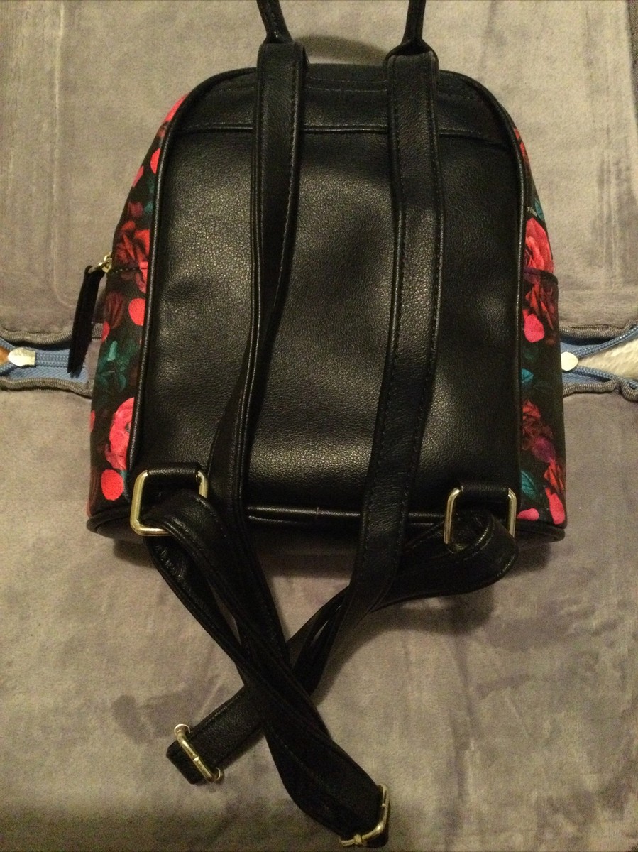 Juicy Couture Black with Pink Roses Printed Mini Backpack | eBay display picture 1