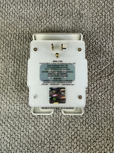 ITW Linx ITW-M2T 2 ac Outlets Plus Tel 2-outlet direct plug-in surge protector - Picture 3 of 7