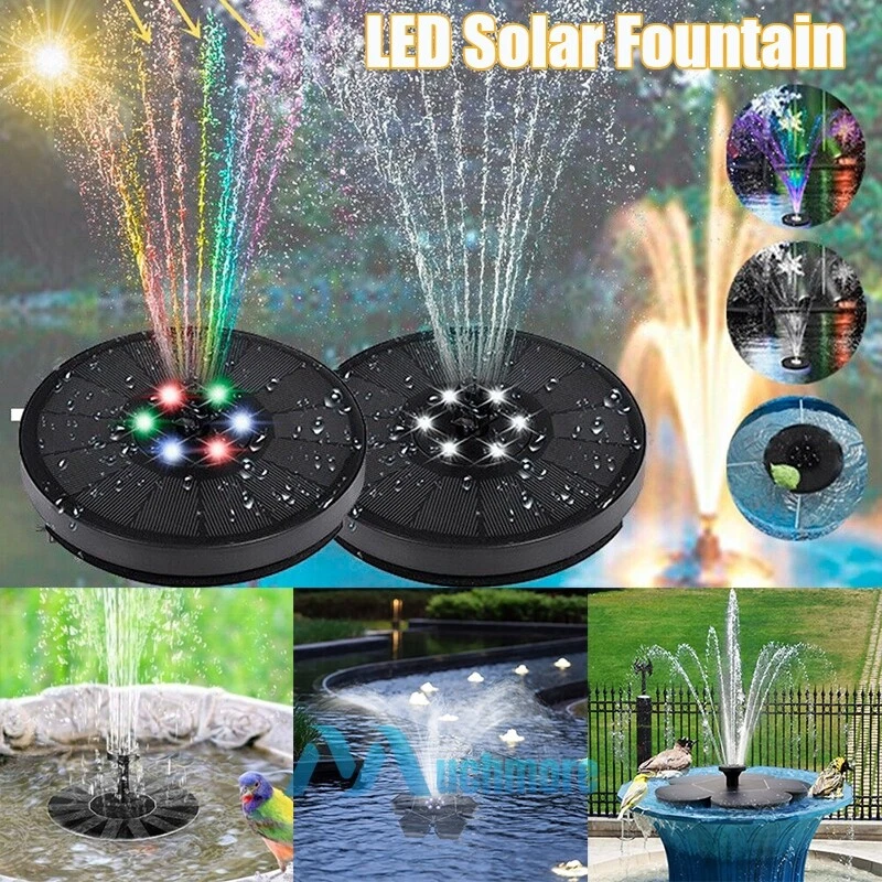 Solar Fountain Bird Bath Water Pump LED Night Light Floating Outdoor Garden  Pond