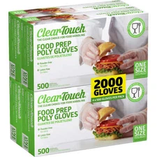 Food Prep Poly Gloves Power free Latex-Free 4 box. total 2000 gloves Clear Touch