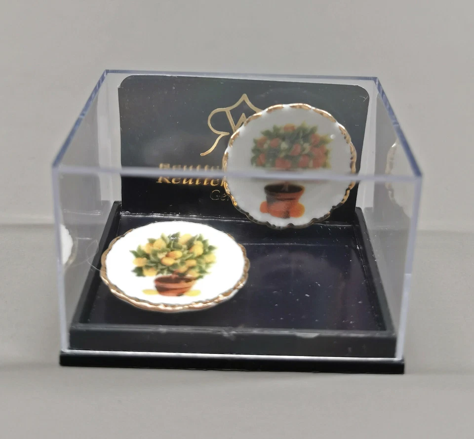 9911082 Reutter Puppenstuben-Miniatur Porzellan Teller mediteran Orangenbau - Bild 2 von 2