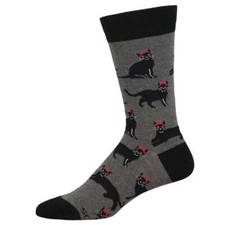 Socksmith Men's Halloween Socks Devilish Cats Black Feline Novelty Footwear