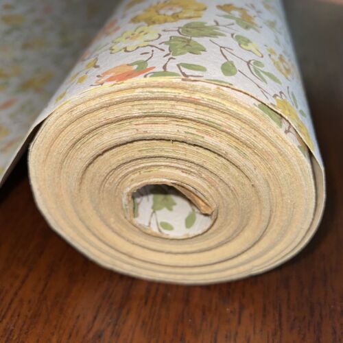 2 Rolls Vintage Paper Wallcoverings Floral Wallpaper 72 Sq Small Print Drawer - Picture 4 of 5