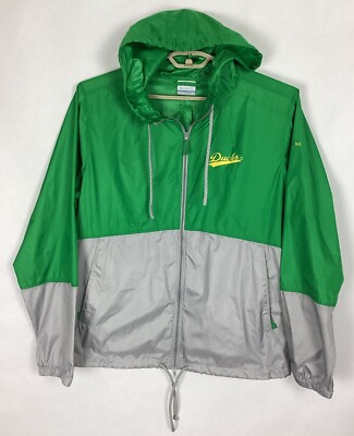 Womens Columbia Flash Forward Windbreaker Hooded Full Zip Gray Green XL Oregon