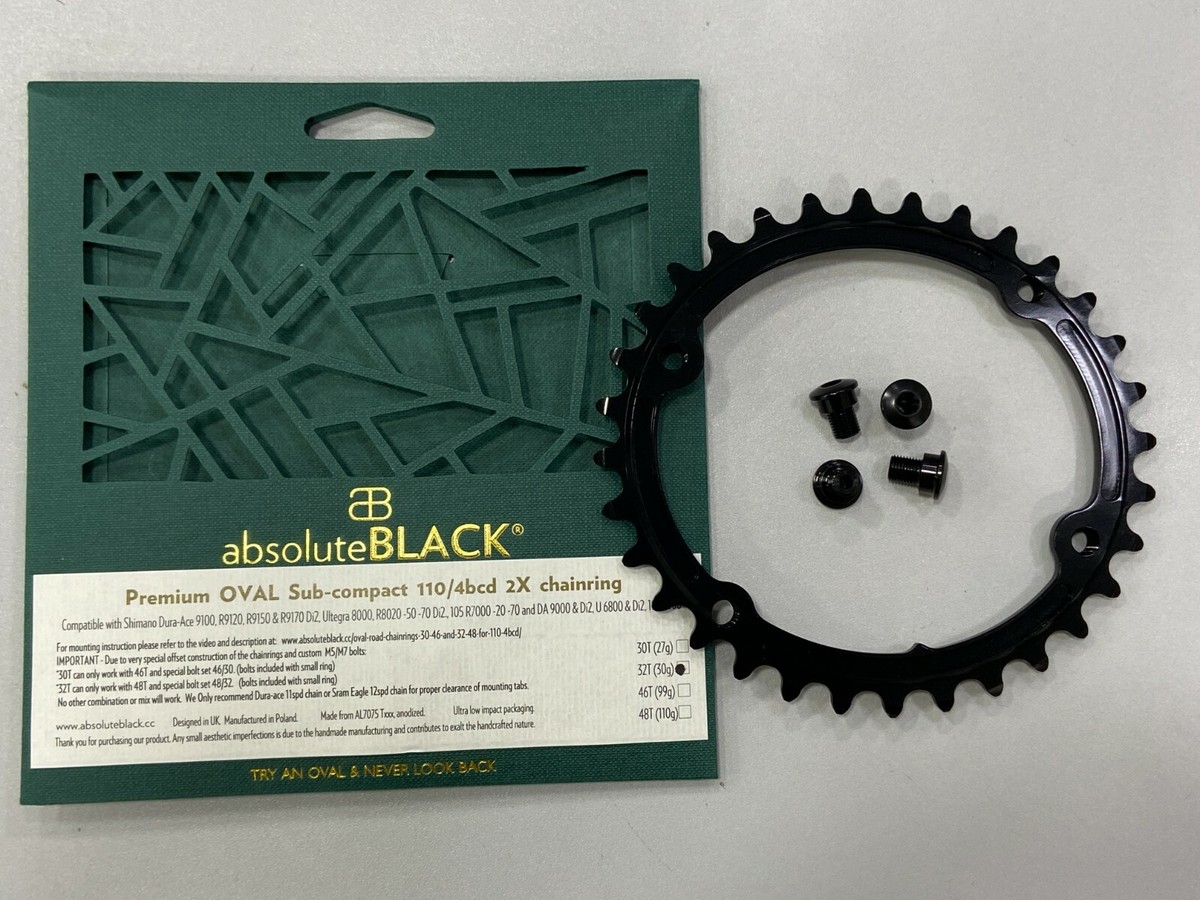 AbsoluteBlack Oval Premium 2X BCD110X4 Road Chainring 9100/8000 