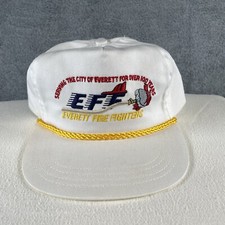 VTG Firefighter Strapback Hat White Rope Adjustable USA Made Everett Washington