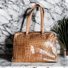 Zagliani Vintage Crocodile Leather Tote Bag M...