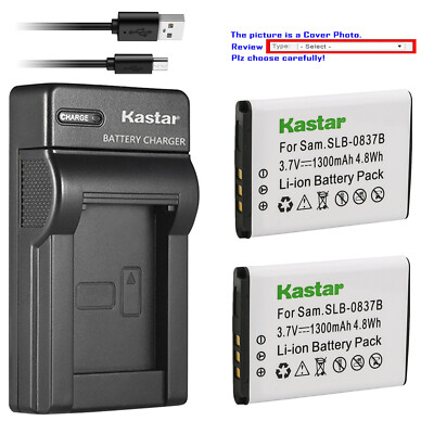 Kastar Battery Slim USB Charger for Samsung SLB-0837B SLB-0837(B) Digimax SL201