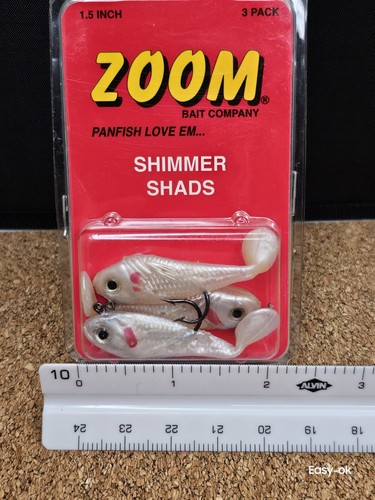 2 Pack -Zoom Shimmer Shad / Pre- Rigged 3-Pack / 1.5" Pearl Iridescent / 8162403 - Picture 8 of 8