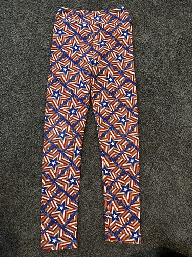 Lularoe Size L/XL Leggings NWOT Patriotic Stars- Red/White/Blue/Gold - Picture 2 of 3