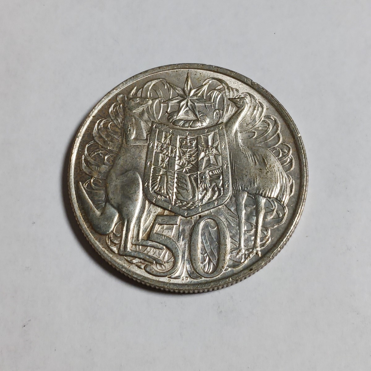 1966 Australia 50 Cents - Silver Coin - Red Kangaroo, Emu
