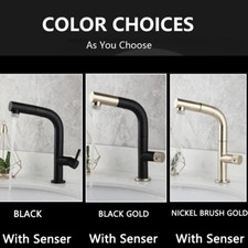 Swivel Bathroom Black Sink Faucet Pull Out Basin Brass Mixer Taps Deck Mounted