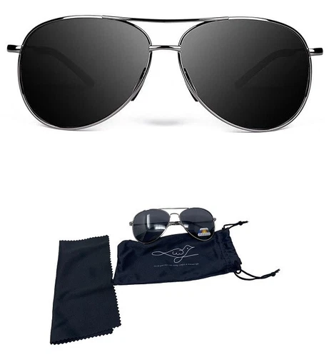 2 PACK Top Gun Aviator Style Polarized Sunglasses-Cleaning Cloth/ Pouch Included
