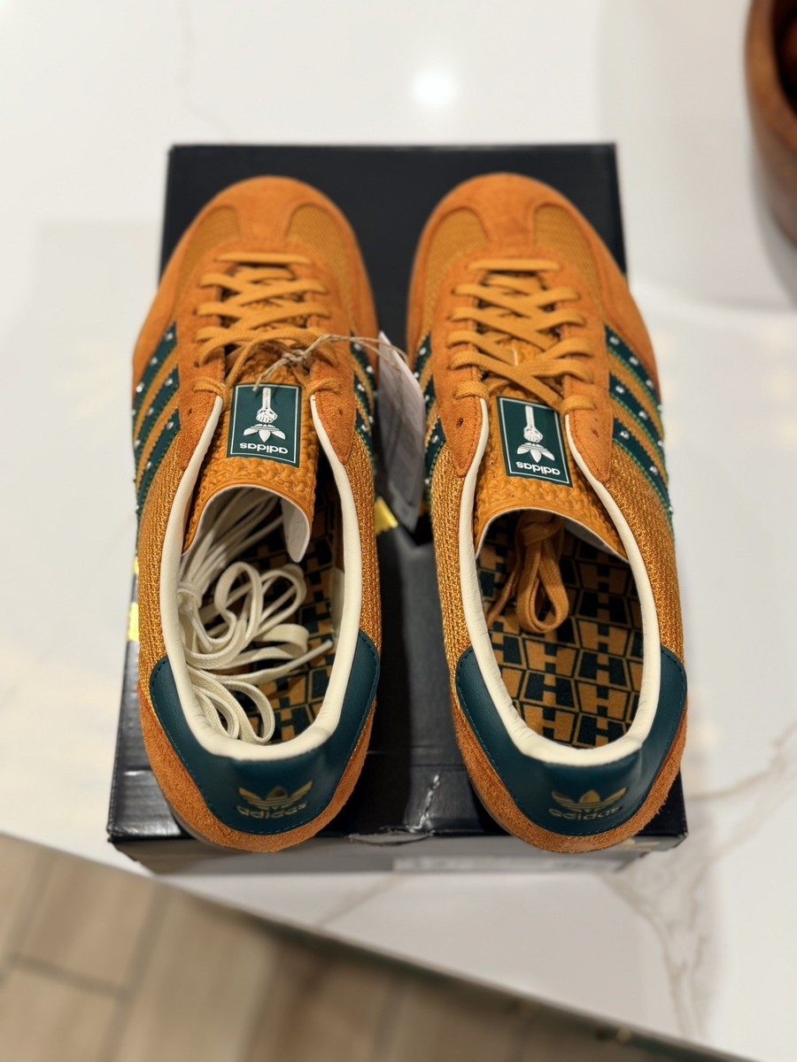 adidas gazelle silver green womens Adidas x Hardies Gazelle Indoor Shoes - Rustic Orange / Collegiate Green /  Gum5 main image 1
