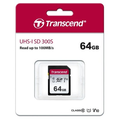 Transcend SDXC Karte 64GB Speicherkarte 300S UHS-I U1 V10 Class 10