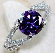 3CT Amethyst  Topaz 925 Solid Sterling Silver Ring Sz 6 UB4-6