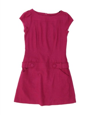 WAREHOUSE Damen A-Linien Kleid UK 10 Small Rosa Wolle RE10