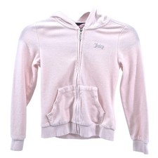 Juicy Couture Velour Hoodie Zip Up Pink Kids Size 8/10 Youth Girl Rhinestone