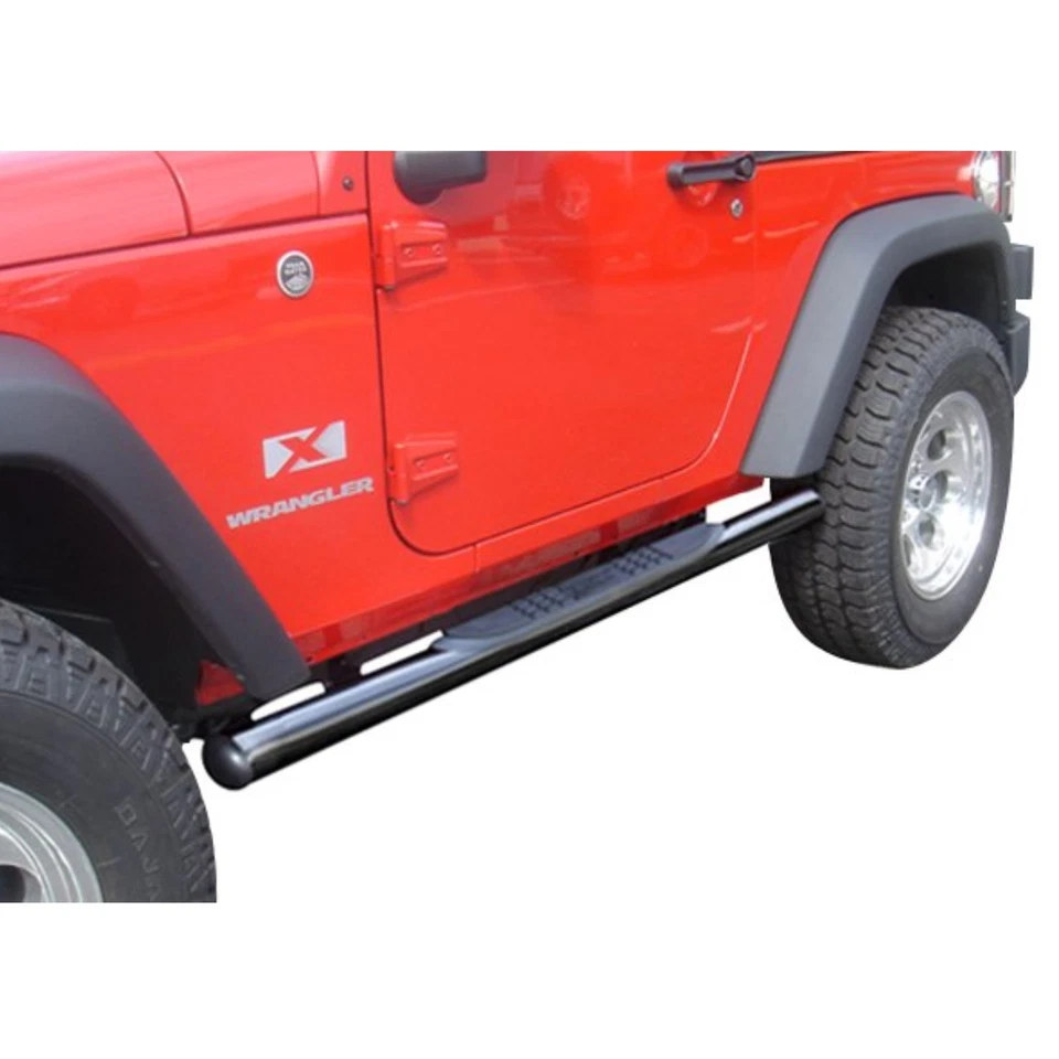 Rugged Ridge Textured Black 3" Round Tube Side Steps for 07-18 Wrangler JK 4-Dr - Imagem 3 de 4
