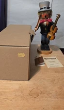 Vintage Wooden German STEINBACH Violinist Smoker Incense Burner Nutcracker Type