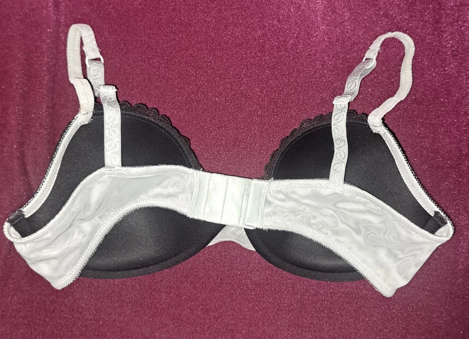 Simply Vera Vera Wang Bra 36D Black Lace Gray Mesh Molded Cups Underwired - Image 2 of 4