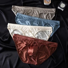 4Pcs Lot Men's Sexy Satin String Bikinis Boxer Panties Fashion Underwear M-3XL