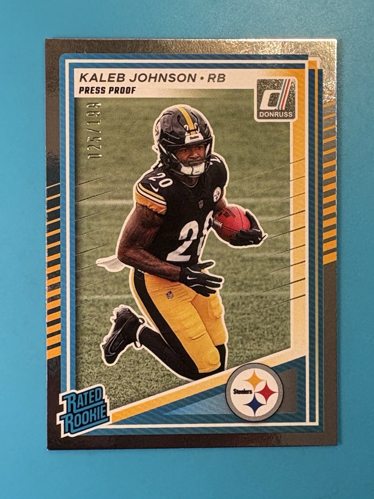 2025 Donruss Kaleb Johnson RC Silver Press Proof SP #322 Steelers 25/199 🔥