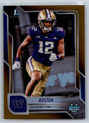 Denzel Boston 2025 Bowman University Chrome 1st Gold Refractor /50 #34