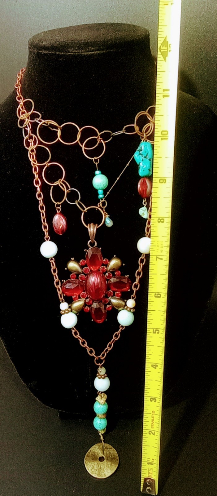 Layer Bohemian Charm Statement Necklace Artisan R… - image 7